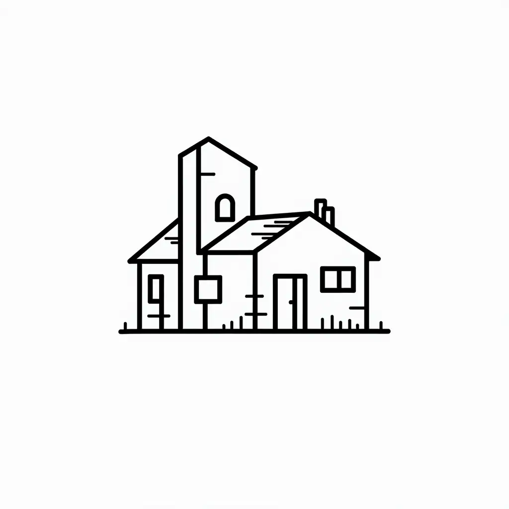 a logo for an architecture bureau, line drawing, black and white, transparent, vector