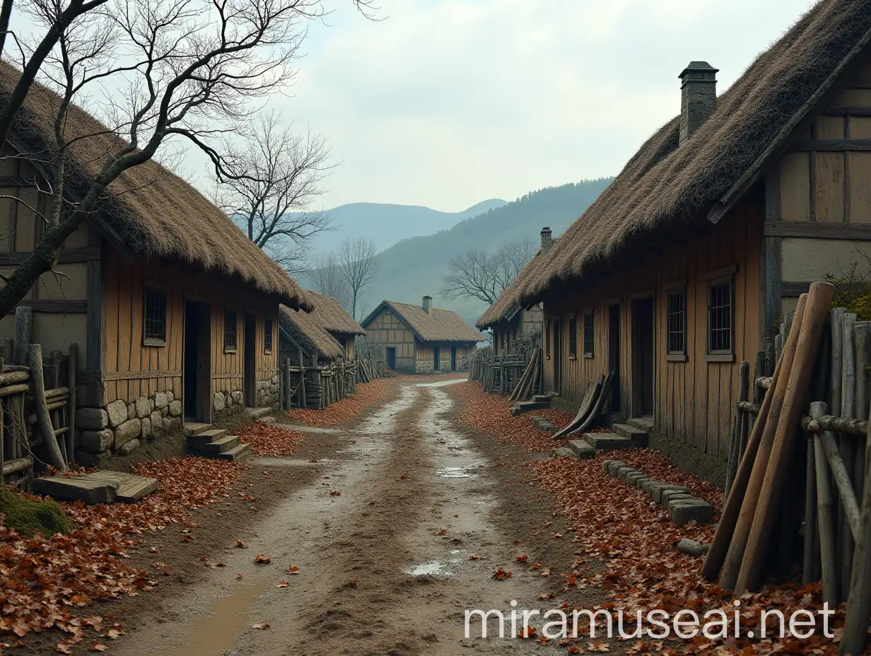 Melancholic Rural Life Poor Farmhouses in Early 19th Century