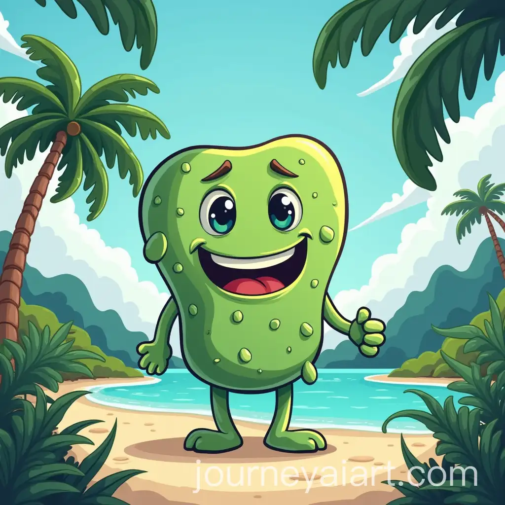 Moldy-the-Mold-Awareness-Mascot-on-a-Tropical-Island