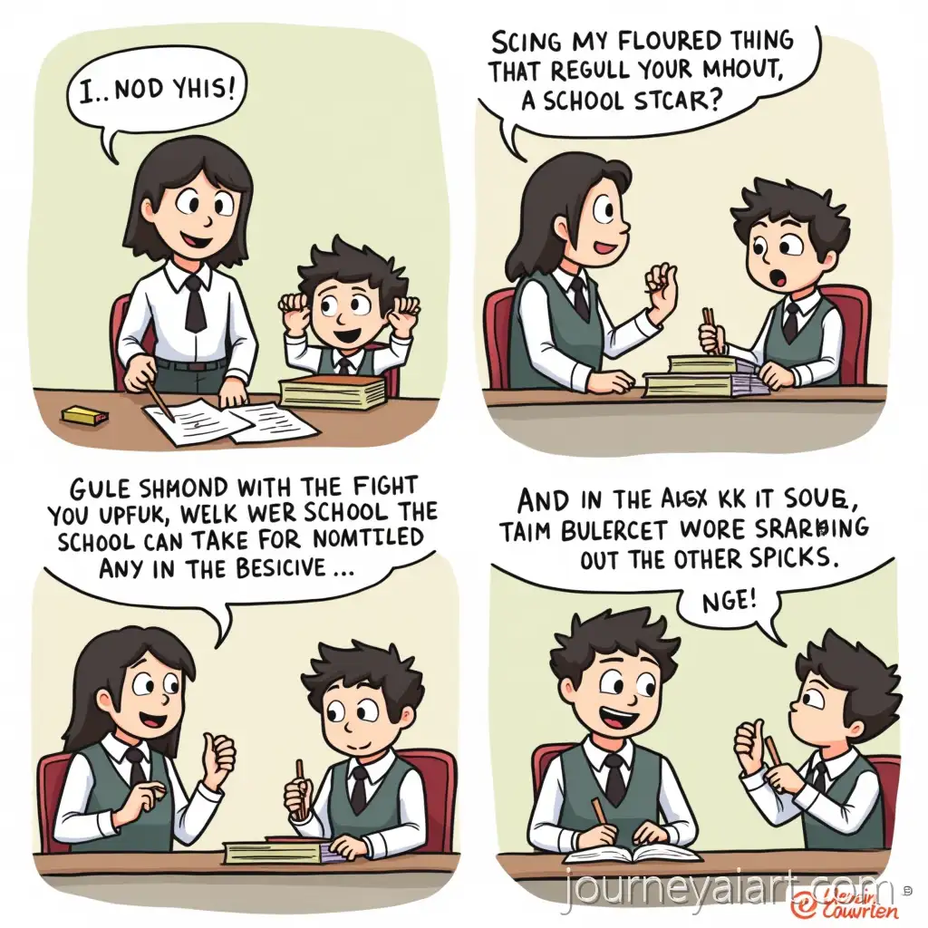 Engaging-Comic-StripAI-Image-Expansion-Depicting-School-Life-and-Education