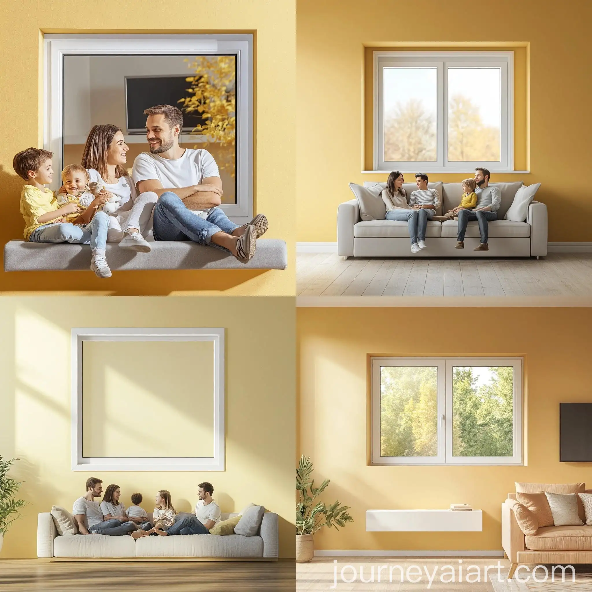 Modern-Family-Watching-TV-on-Sofa-in-Living-Room