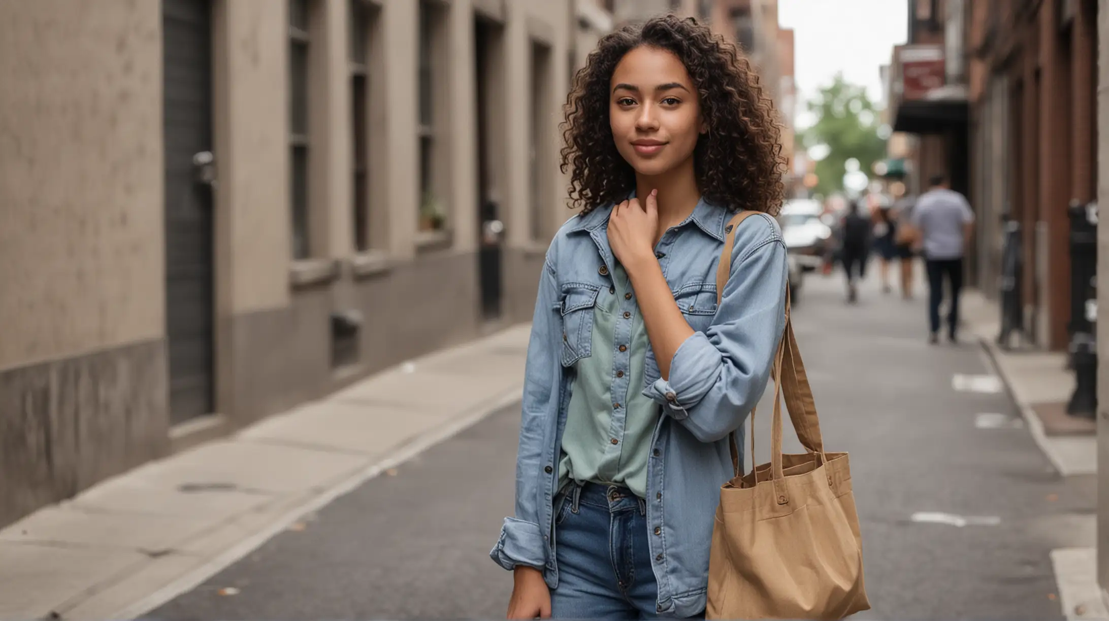 Young American Woman Casual Fashion Street Scene