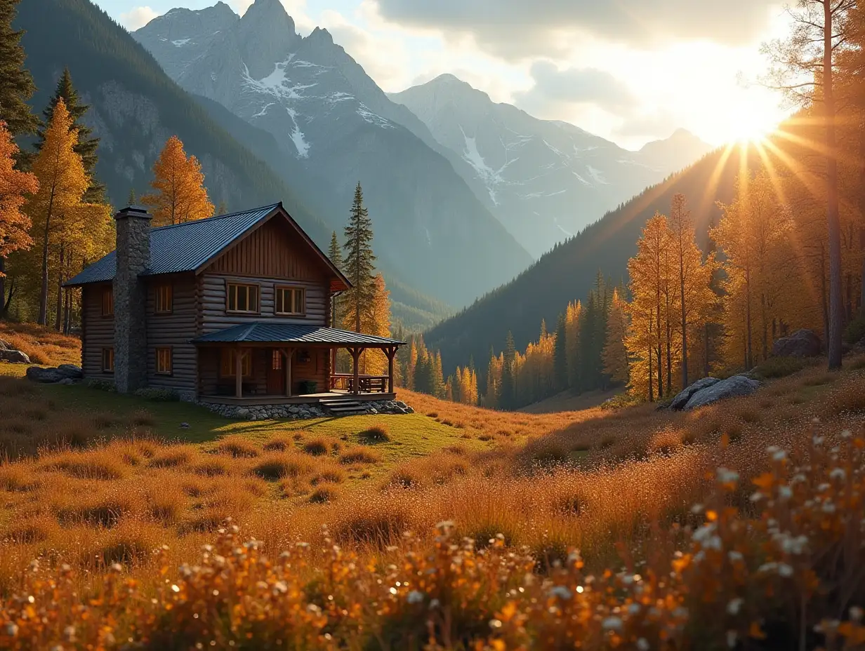 TwoFloor-Cabin-in-a-Scenic-Autumn-Valley-with-Sunshine