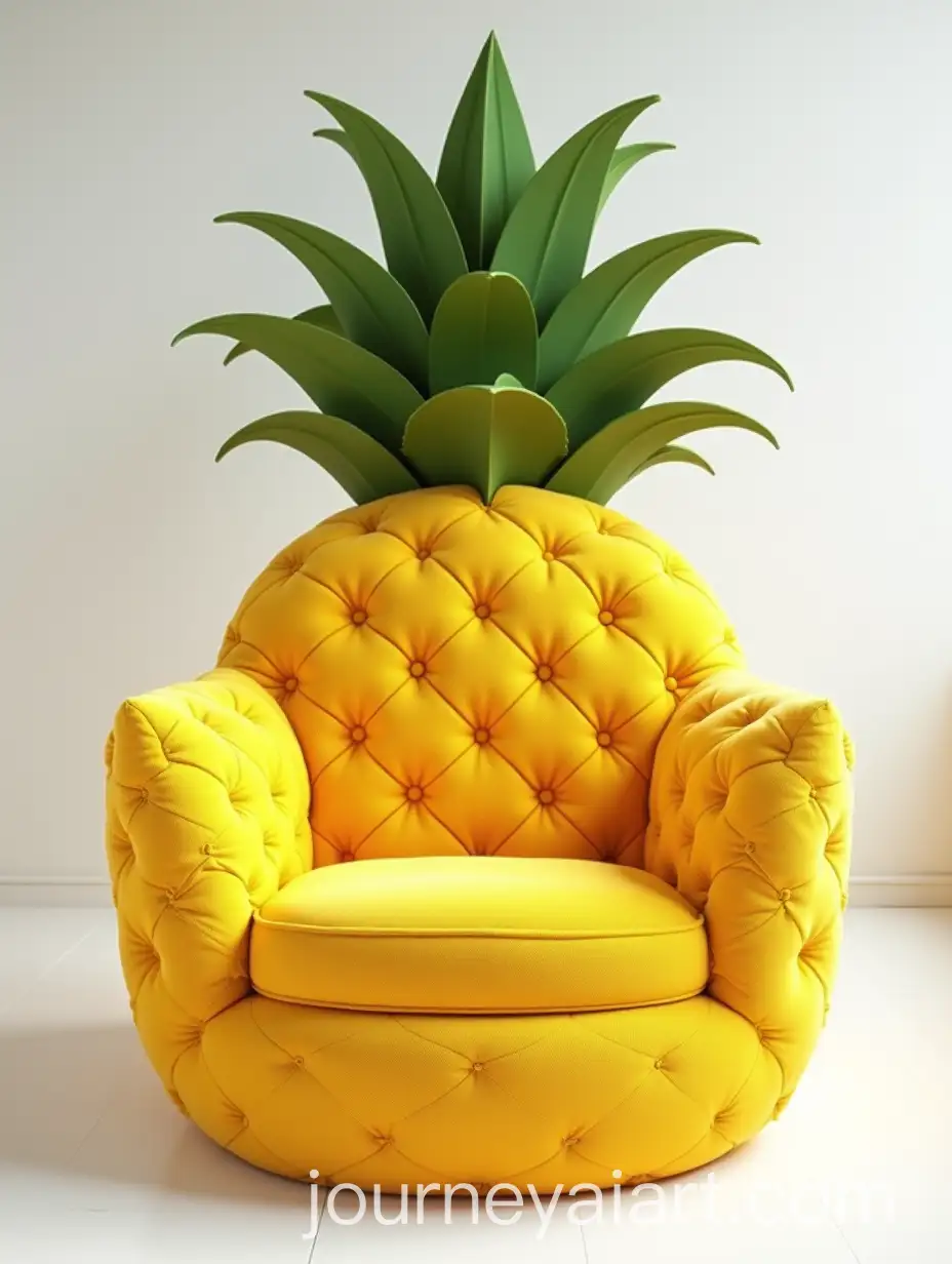 Hyperrealistic-PineappleShaped-Oversized-Armchair-with-Tropical-Green-Leaves