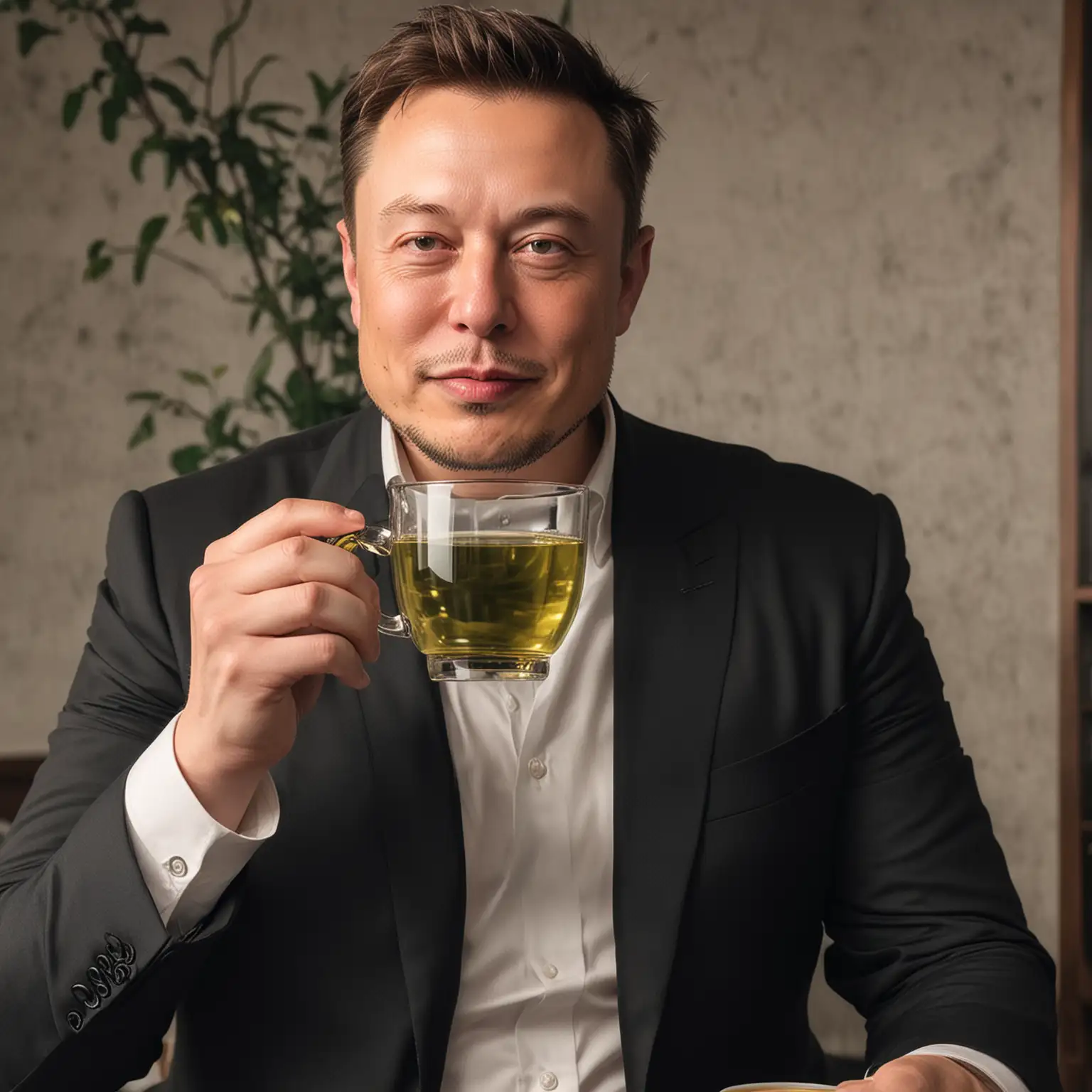 Elon-Musk-Enjoying-Chinese-Green-Tea