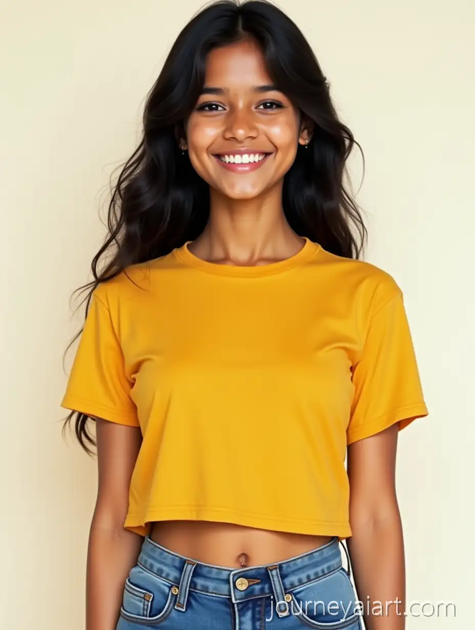 Cheerful-Young-Indian-Girl-in-Casual-Modern-Look-withCheerful-Indian-Girl-Portrait-Bright-Yellow-Tshirt-and-Blue-Jeans