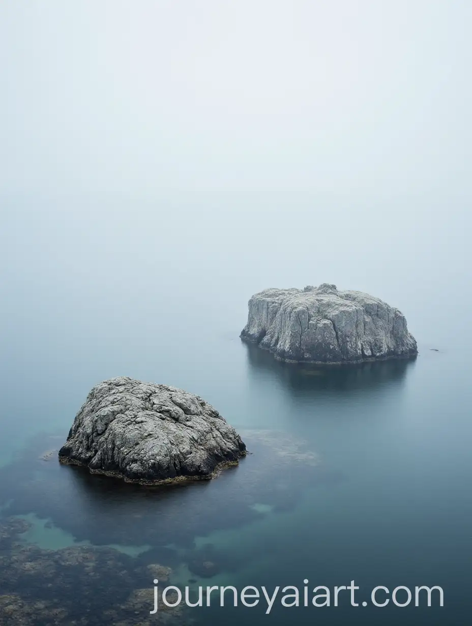 Grey-Rock-on-Calm-Water-with-Reflections