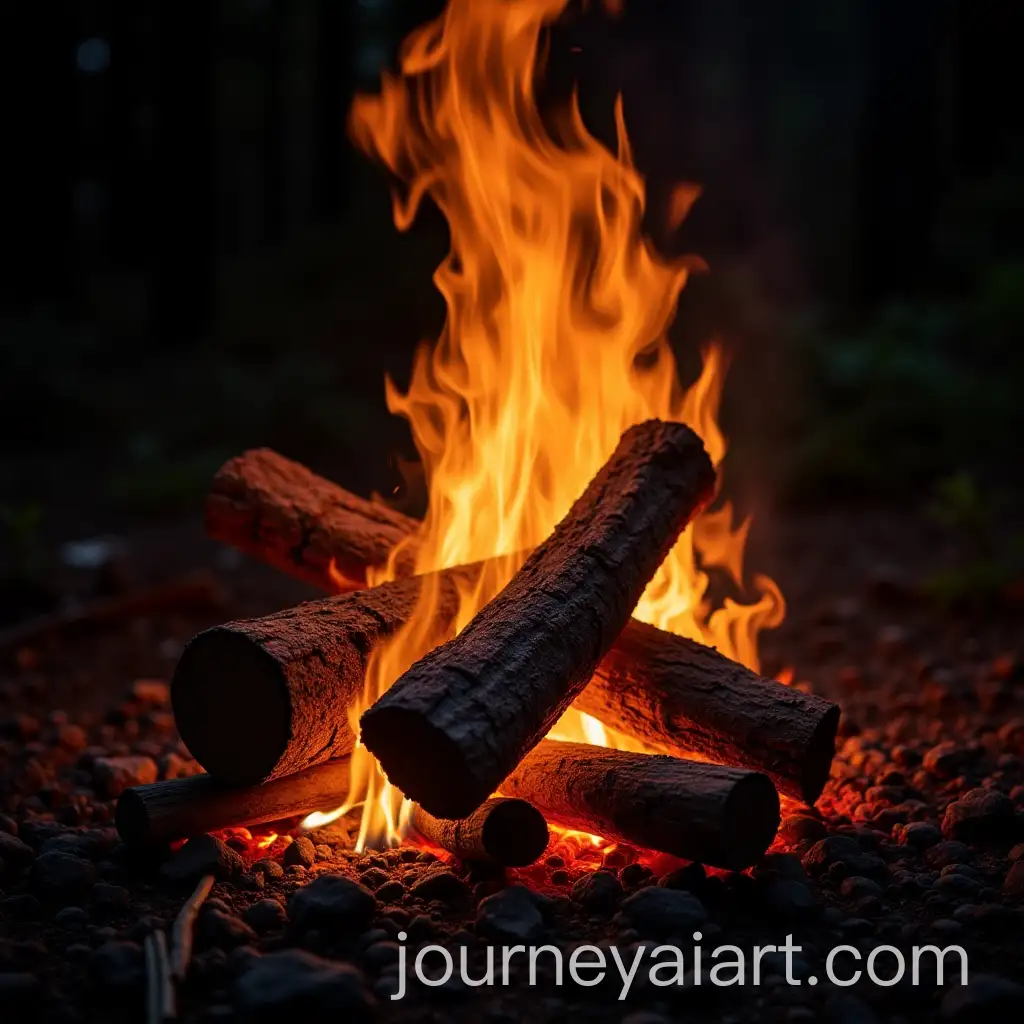 Wood-Burning-in-a-Campfire-with-Flames-and-Smoke