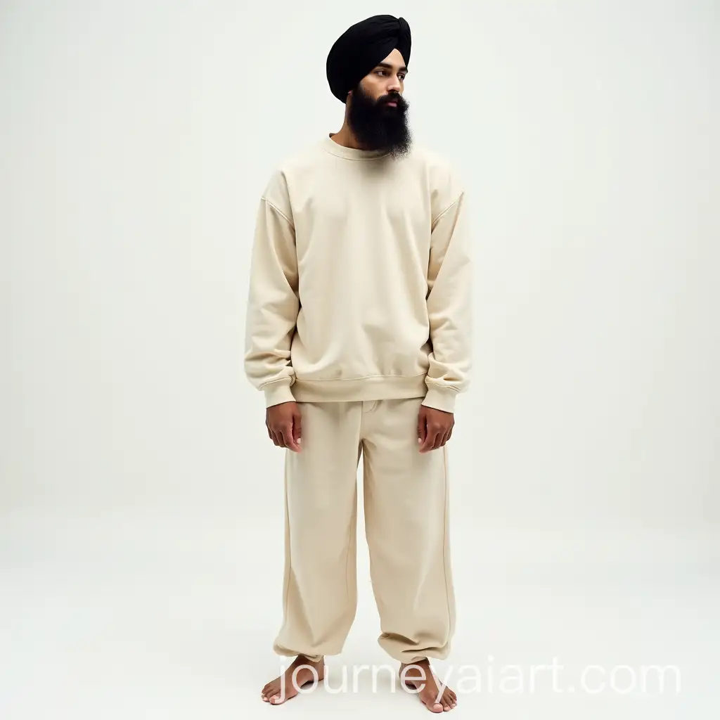Robust-Sikh-Model-in-Cream-Sweatshirt-and-Loose-Trousers
