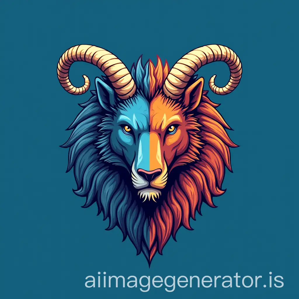 Fusion-of-Lion-Goat-and-Dragon-Heads-on-Blue-Background