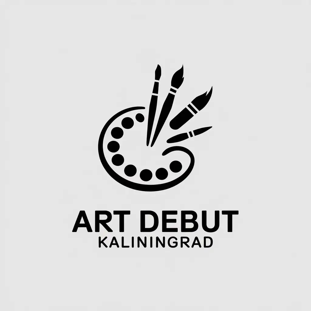 LOGO-Design-for-ART-Debut-Kaliningrad-Minimalist-Palette-and-Brushes-with-Vibrant-Entertainment-Industry-Appeal