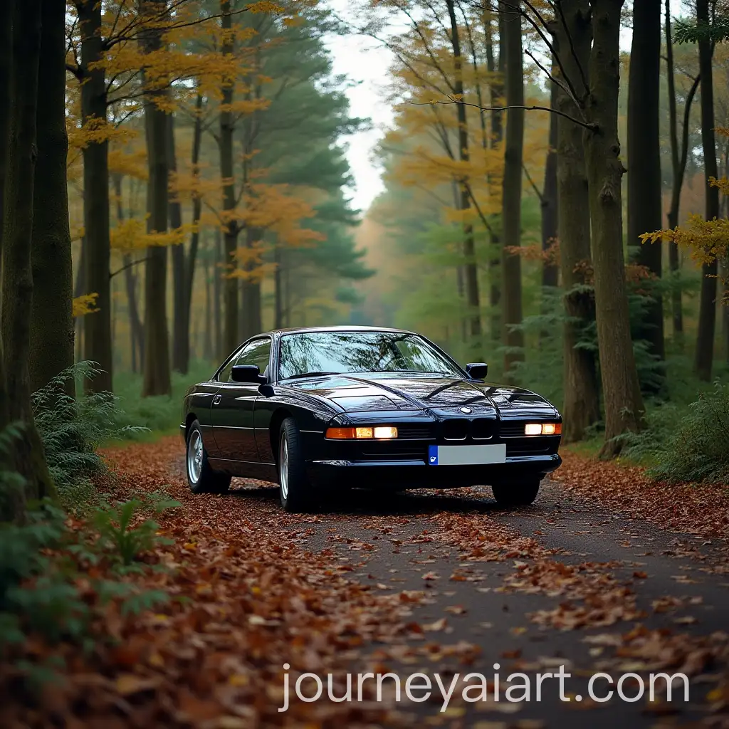 BMW-850CSi-Car-Displayed-in-Forest-Setting
