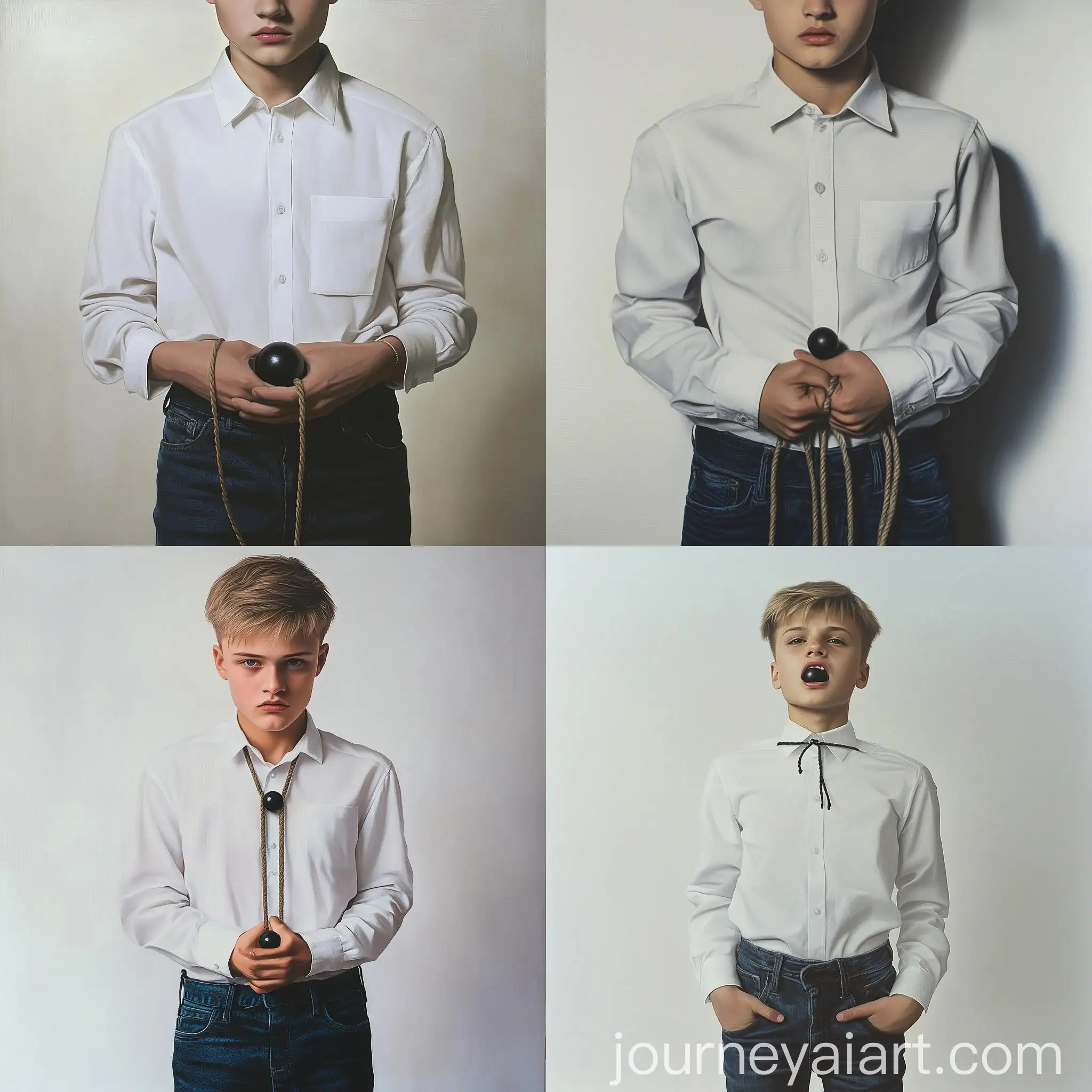 Teenager-Tied-Up-in-White-Shirt-and-Jeans-with-Black-Ball-Gag