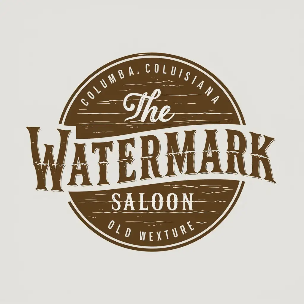 LOGO Design For The Watermark Saloon Columbia River Inspired Vintage Logo with Rustic Wood Texture