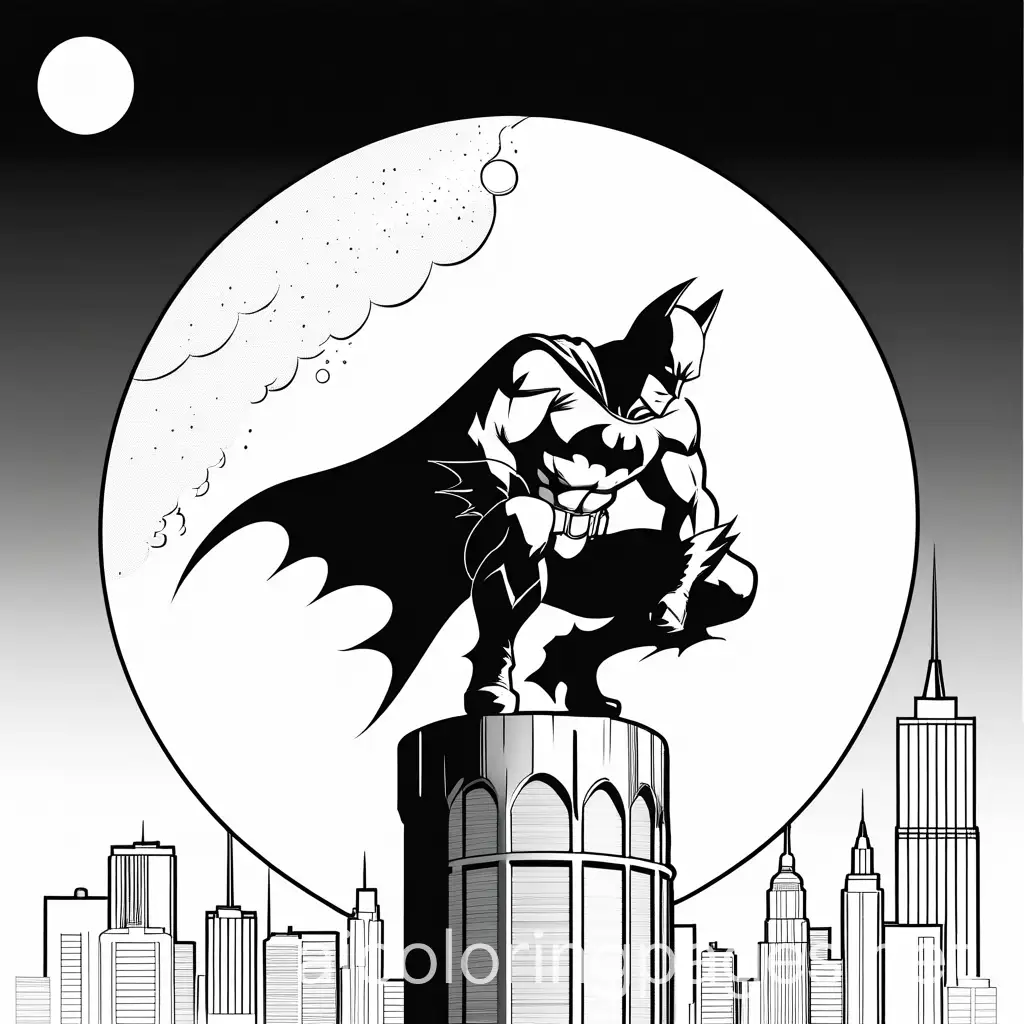 Batman-Crouching-in-Moonlight-Coloring-Page