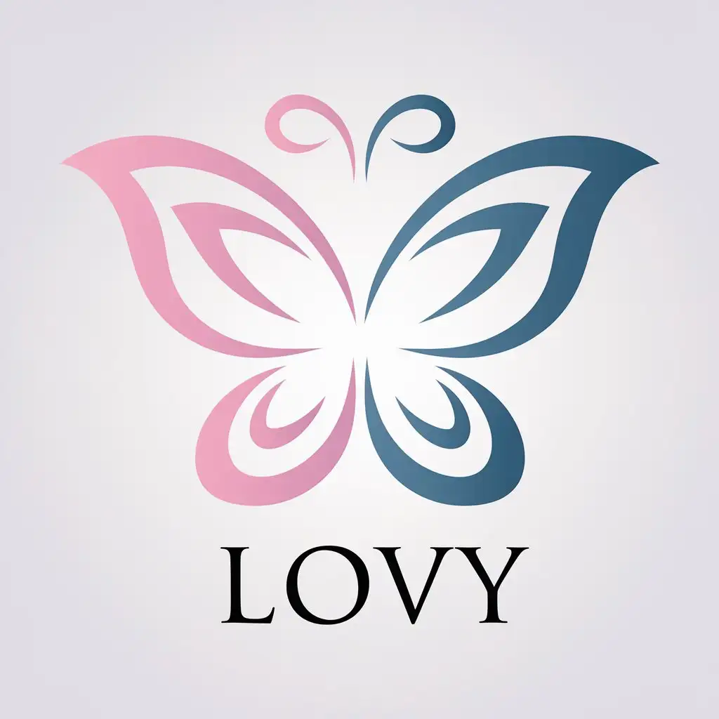 LOGO Design for LOVY Pink Blue Butterfly with Minimalistic Beauty Spa Theme