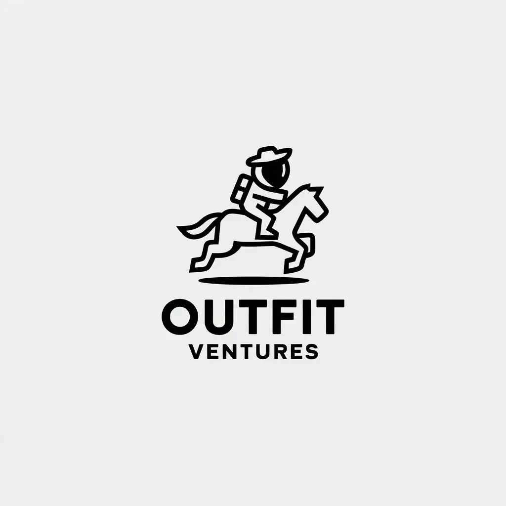 LOGO Design for Outfit Ventures Astronaut in Cowboy Hat Riding Galloping Horse with Minimalistic Style for Technology Industry