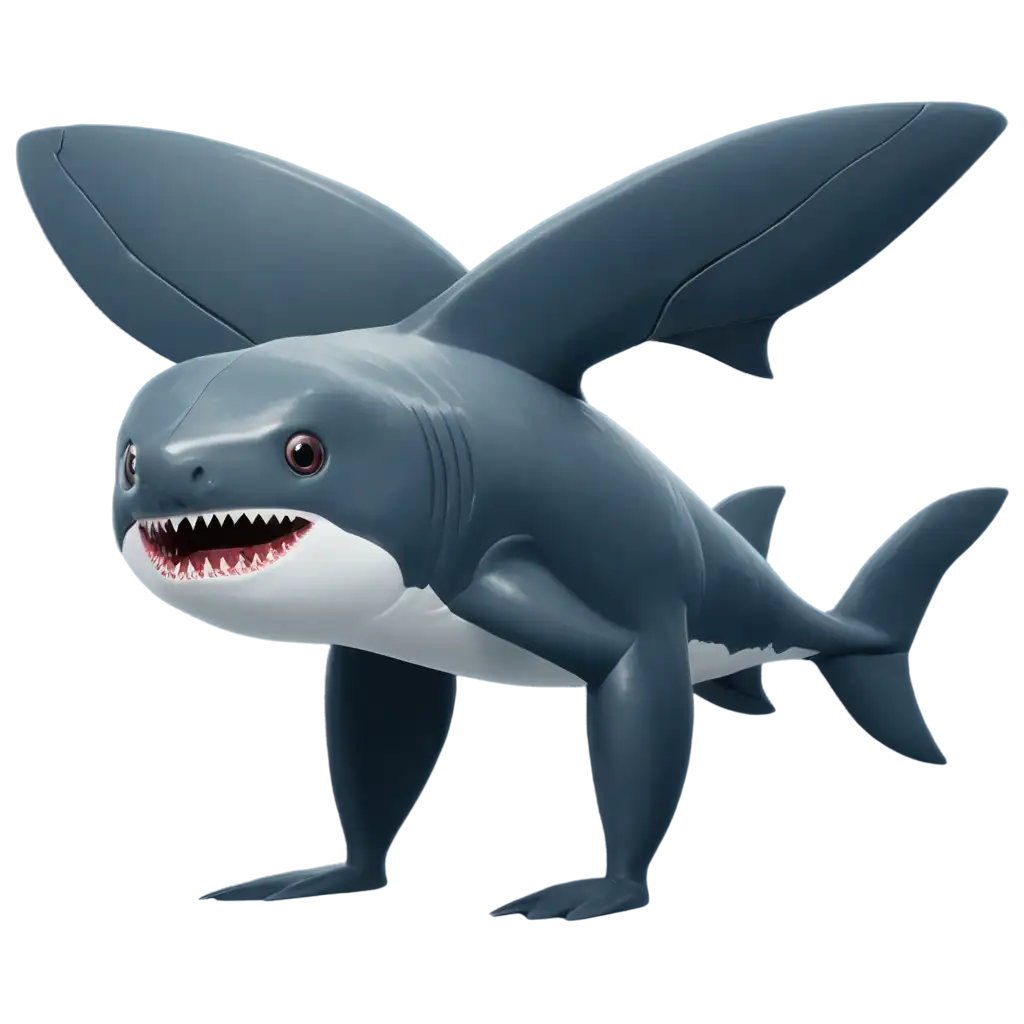 GENERATE A SHARK  WITH TWO HUGE WINGS AND WITH TWO LEGS AND WITH TWO HANDS