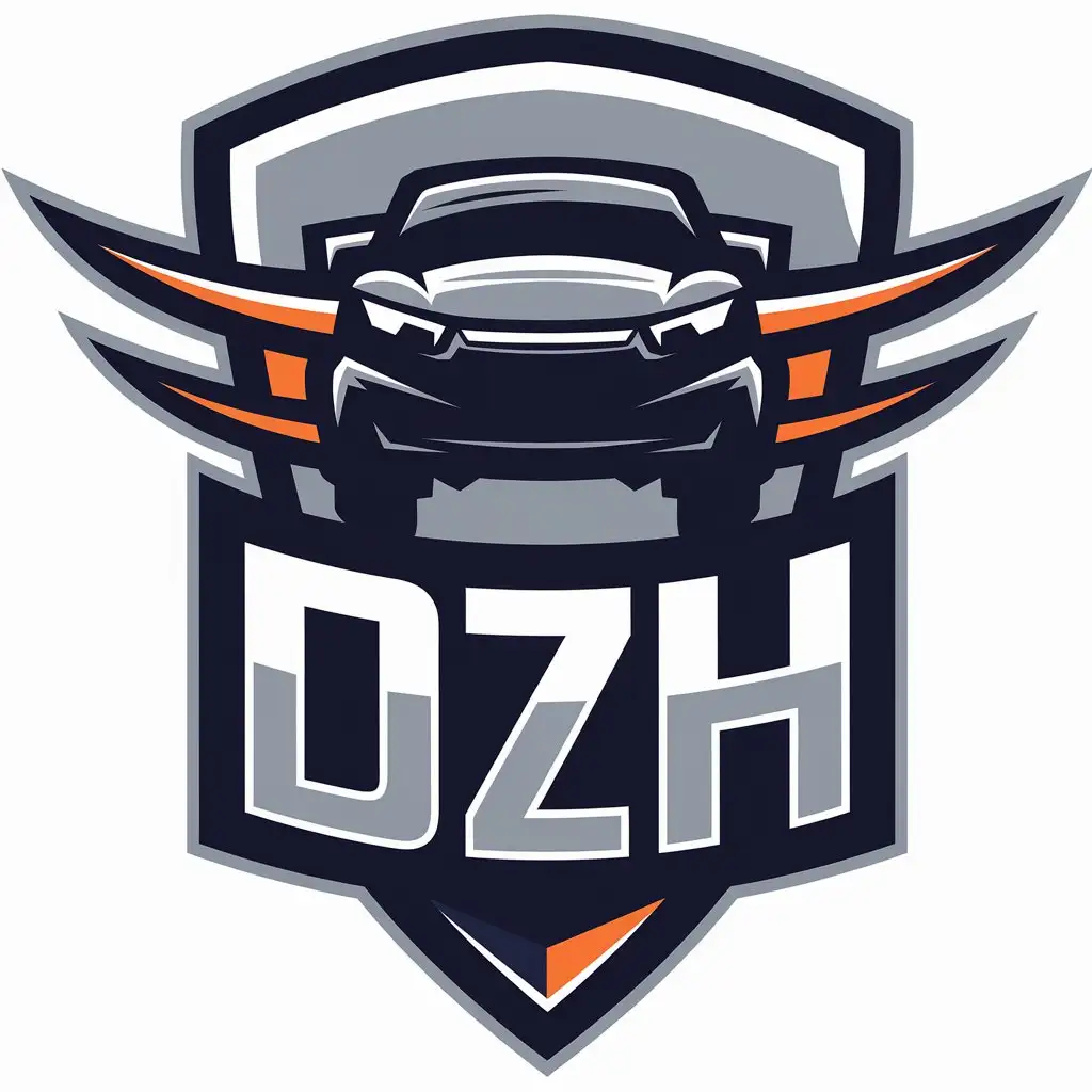 a vector logo design,with the text "DZH", main symbol:car,Moderate,be used in Technology industry,clear background