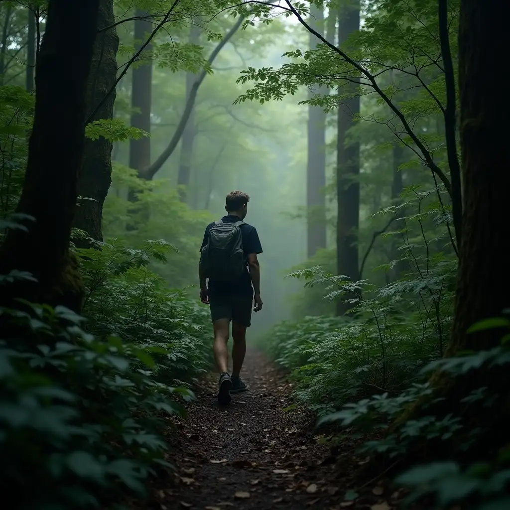 Person-StrMoving-Through-Dense-Foliageuggling-to-Move-Through-Dense-Foliage-in-the-Woods