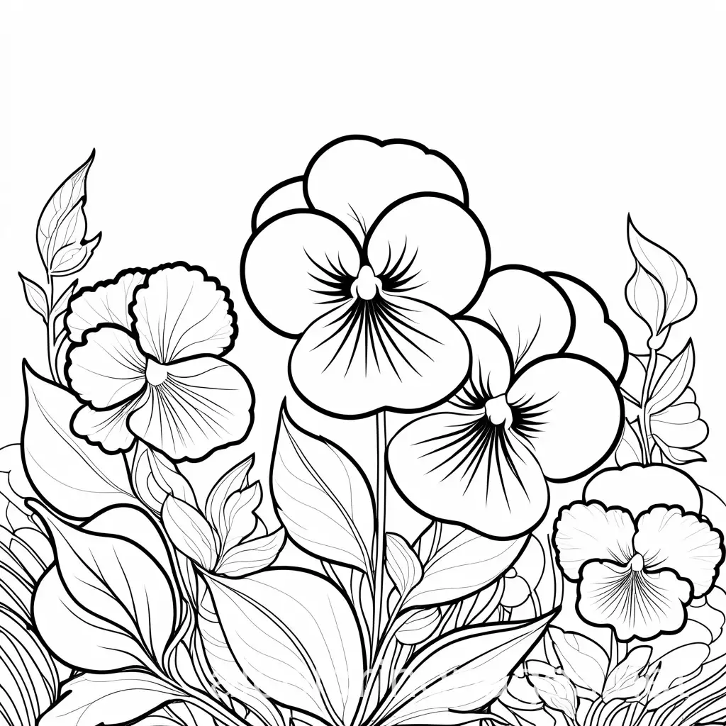 Pansy-Flower-Coloring-Page-with-Simplicity-and-Ample-White-Space