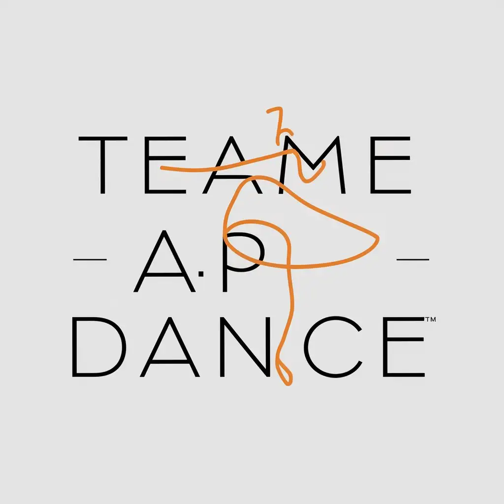 a vector logo design,with the text "TEAME AP DANCE", main symbol:contour of a contemporary dancer,Minimalistic,be used in dances industry,clear background