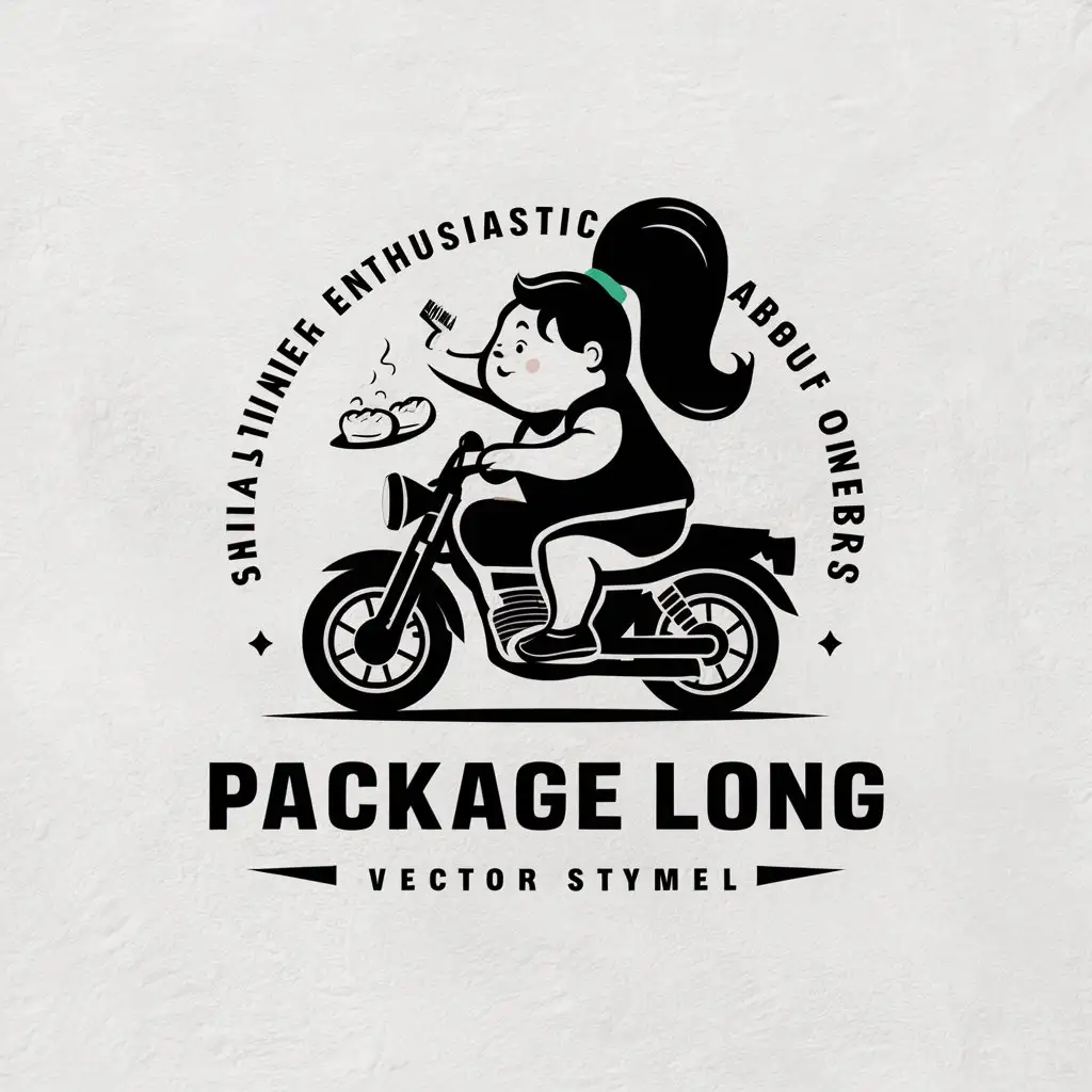 LOGO-Design-For-Package-Long-Chubby-Girl-Riding-Motorcycle-with-Steamed-Buns-Theme