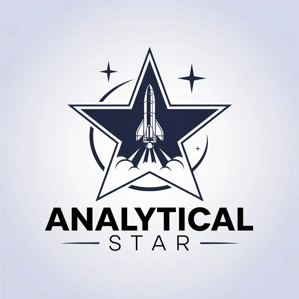 a vector logo design,with the text "Analytical star", main symbol:Star, spacecraft, 1s,Moderate,clear background