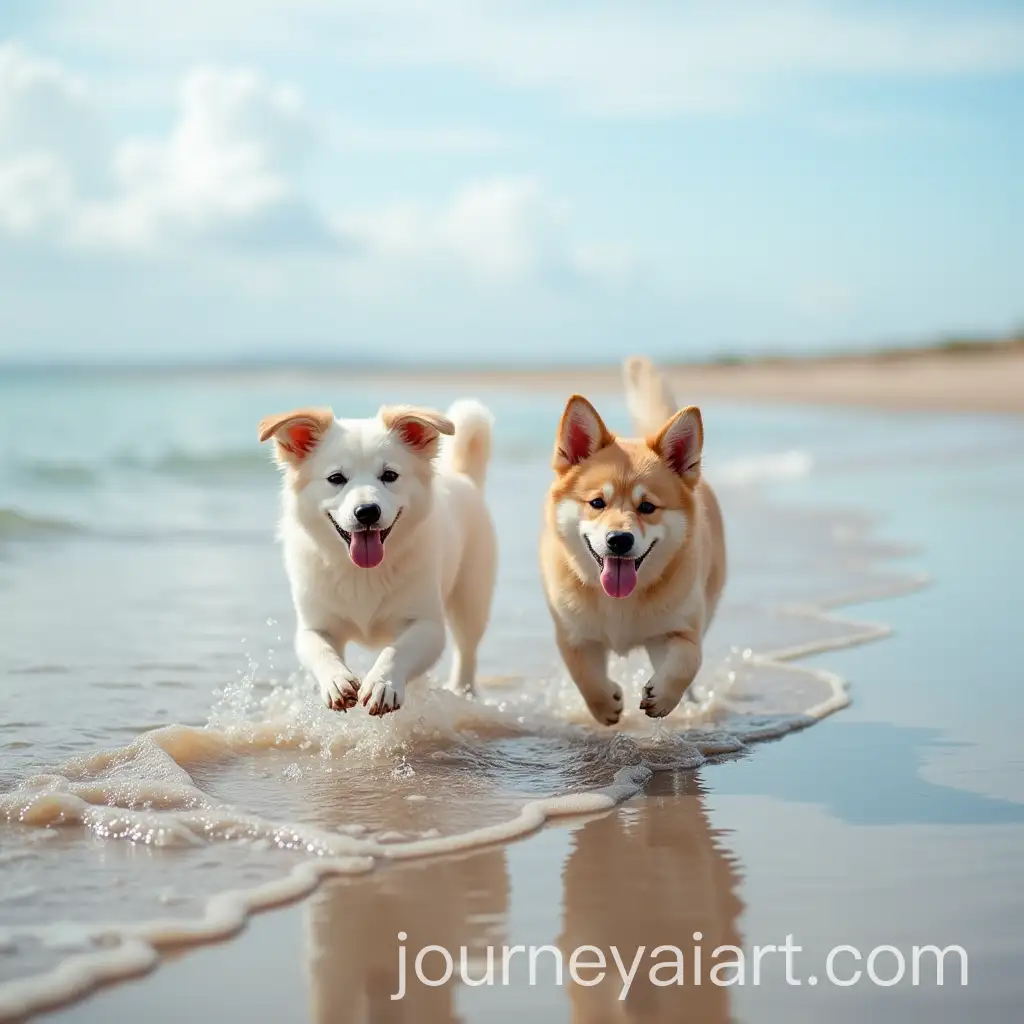 Two-Cute-Dogs-Playing-Near-the-Sea