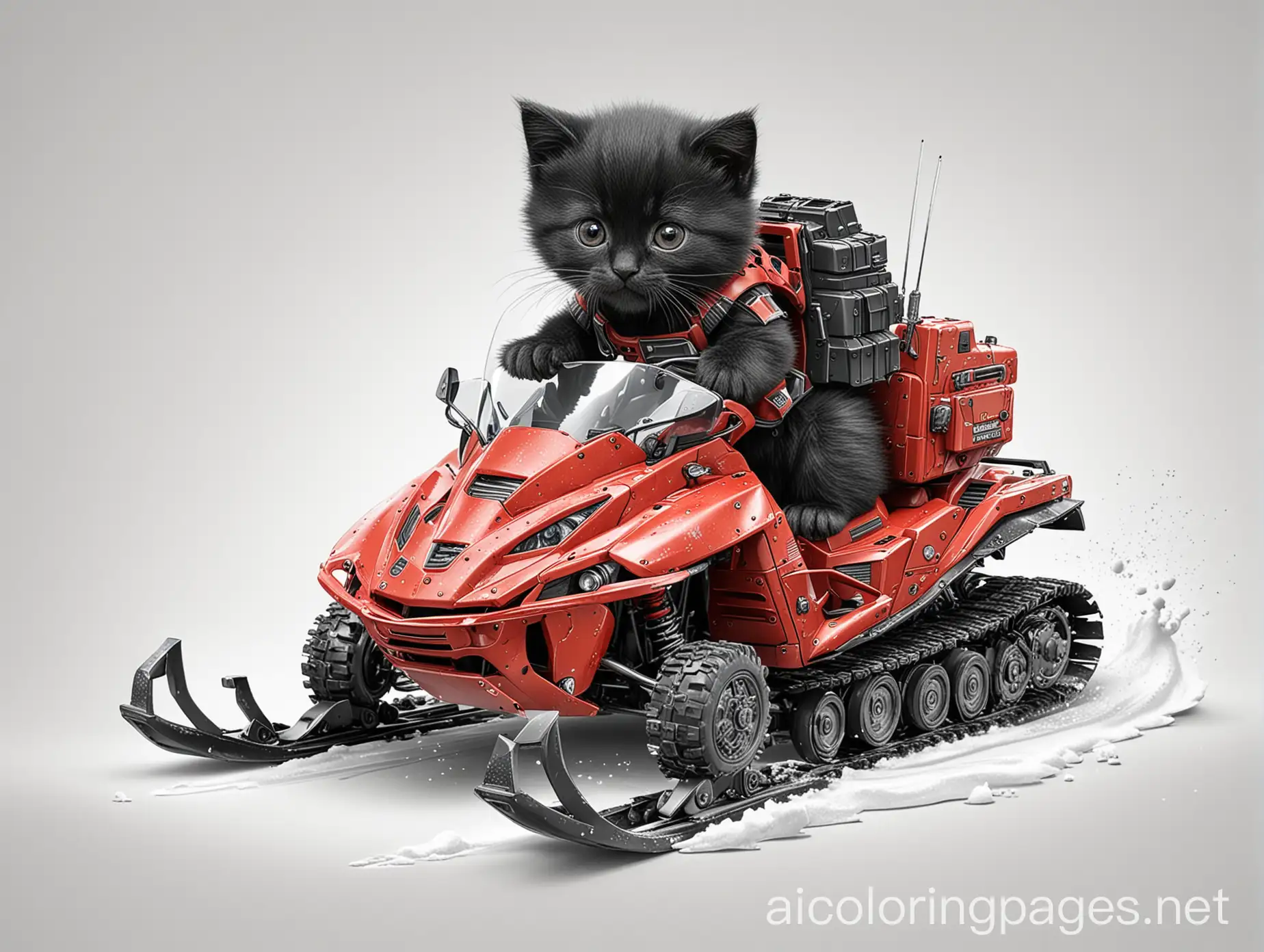 Mech-Kitten-Driving-Red-Mech-Snowmobile-Coloring-Page