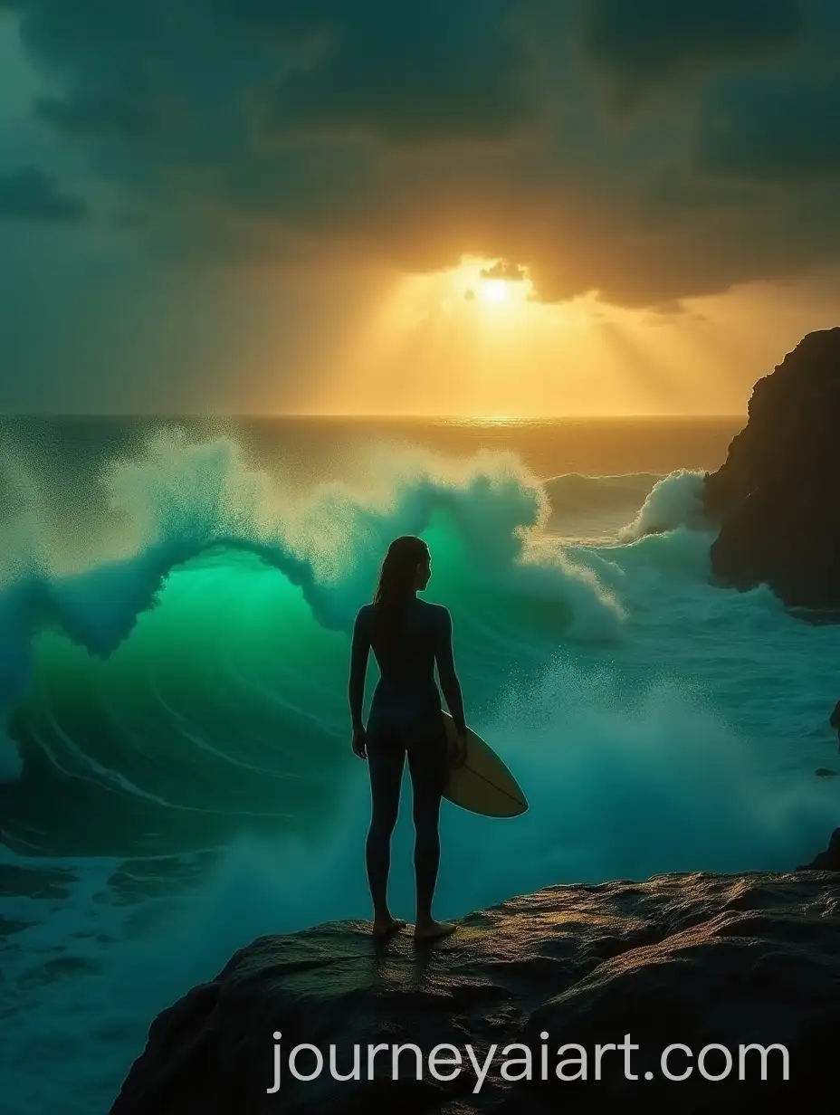 Young-Indonesian-WomanAI-Art-Prompt-Expansion-Surfing-at-Parangtritis-Beach-at-Sunset-with-Dramatic-Ocean-Waves