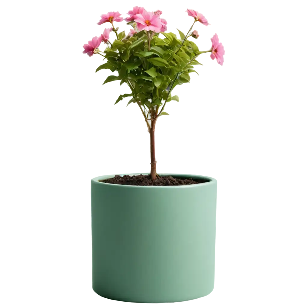 HighQuality-PNG-of-a-Pot-of-Green-Plants-with-Pink-Flowers-and-White-Flowerpot-for-Versatile-Use