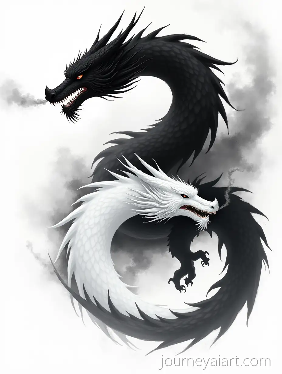 Yin-and-Yang-Black-and-White-Dragons-in-Symmetrical-Sumie-Art