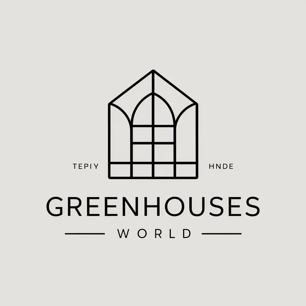 a vector logo design,with the text "Greenhouses world", main symbol:teplitsa,Minimalistic,be used in Retail industry,clear background