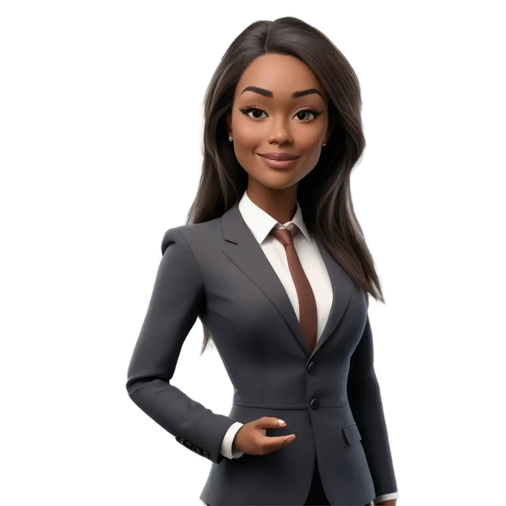 Elegant-Female-Secretary-PNG-with-Long-Hair-and-Brown-Skin-Perfect-for-Professional-Designs