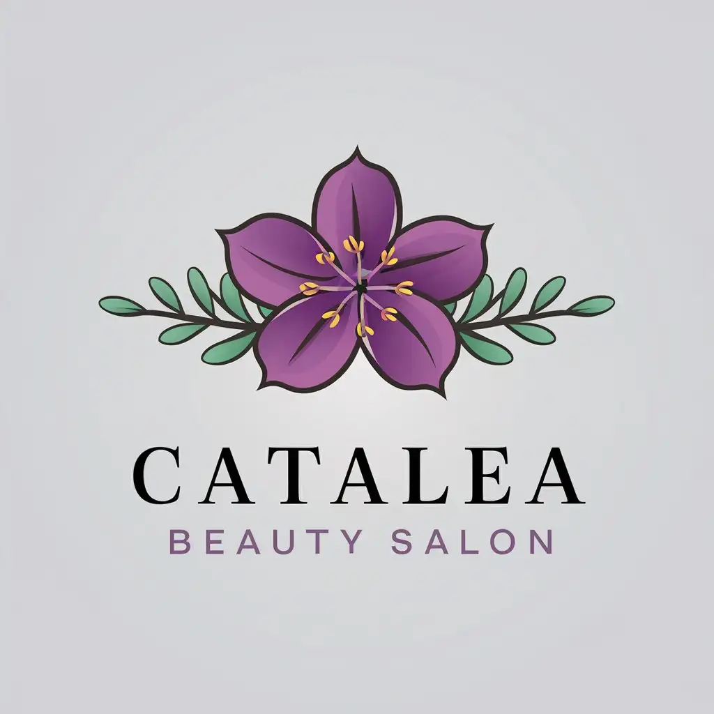 LOGO-Design-for-Catalea-Beauty-Salon-Elegant-Violet-Flower-on-Clear-Background