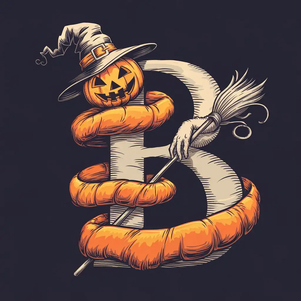 Halloween Creature Wrapped Around Letter B