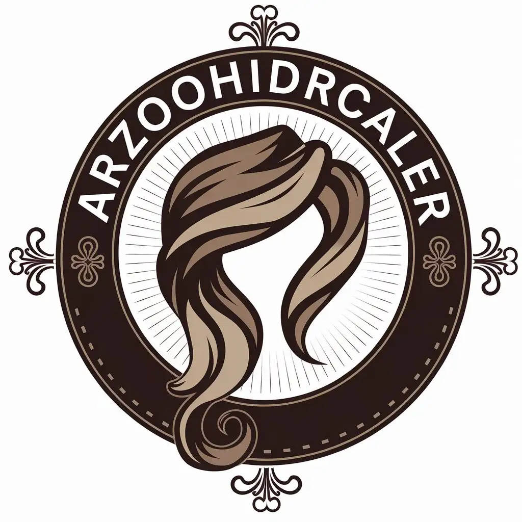 a vector logo design,with the text "arzoohidrcaler", main symbol:hair color and hair style,complex,be used in hairstyle and color industry,clear background