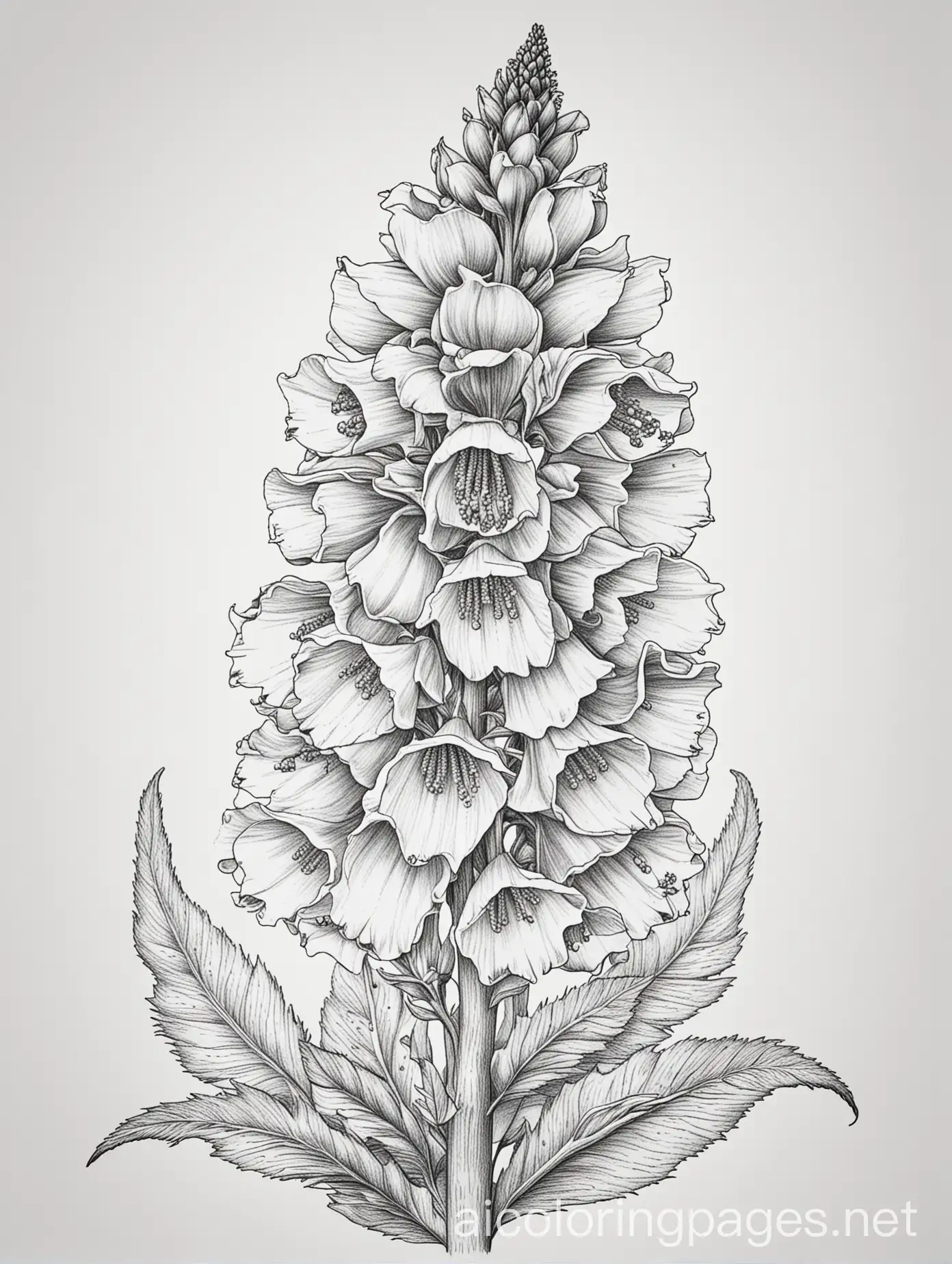 Simplicity-in-Black-and-White-Foxglove-Coloring-Page