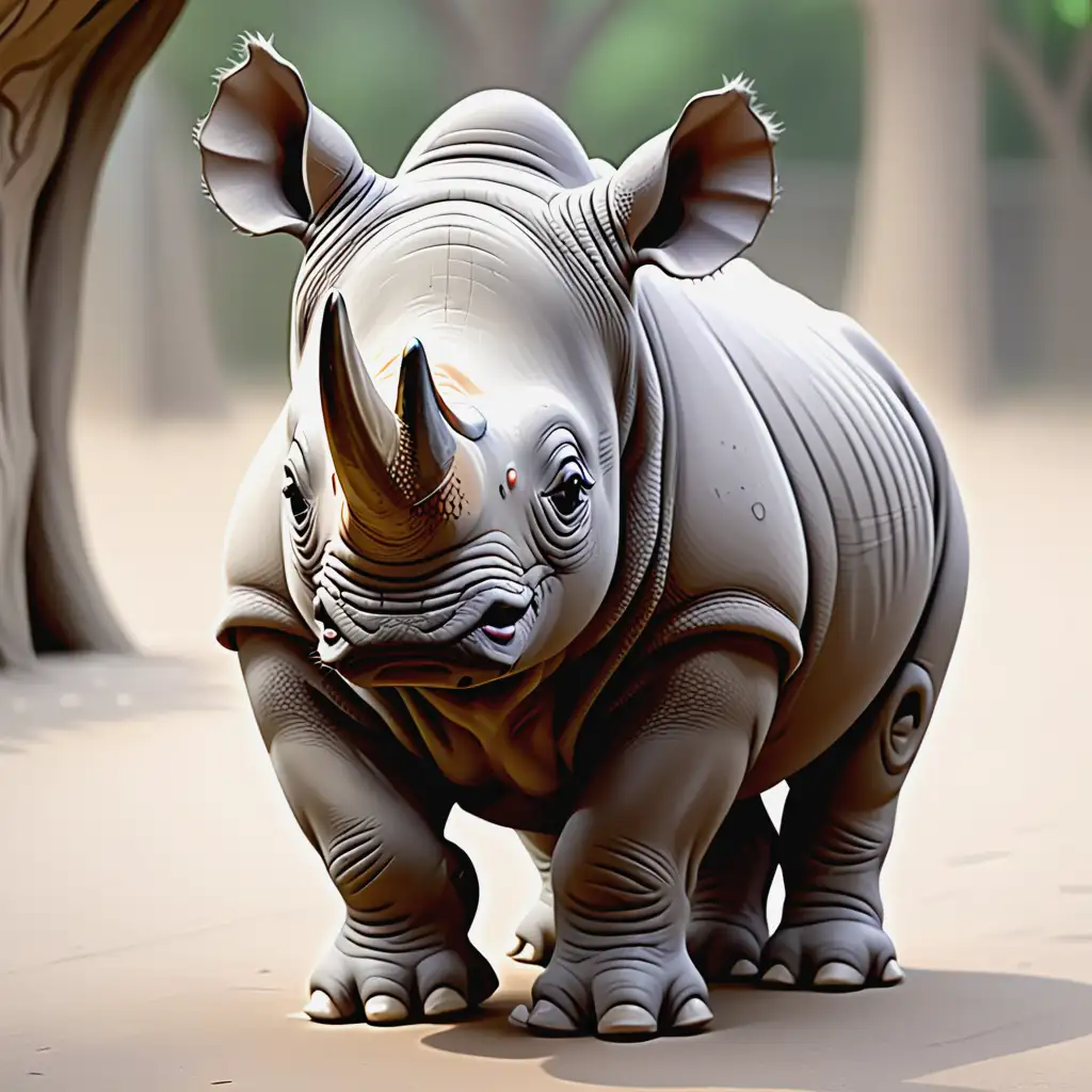 Adorable-Baby-Rhino-Playing-in-a-Sunny-Meadow