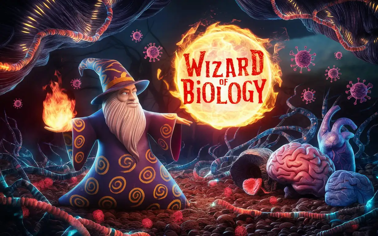 Wizard-of-Biology-Mystical-Wizard-with-Flaming-Fireball-in-ScienceFiction-Landscape