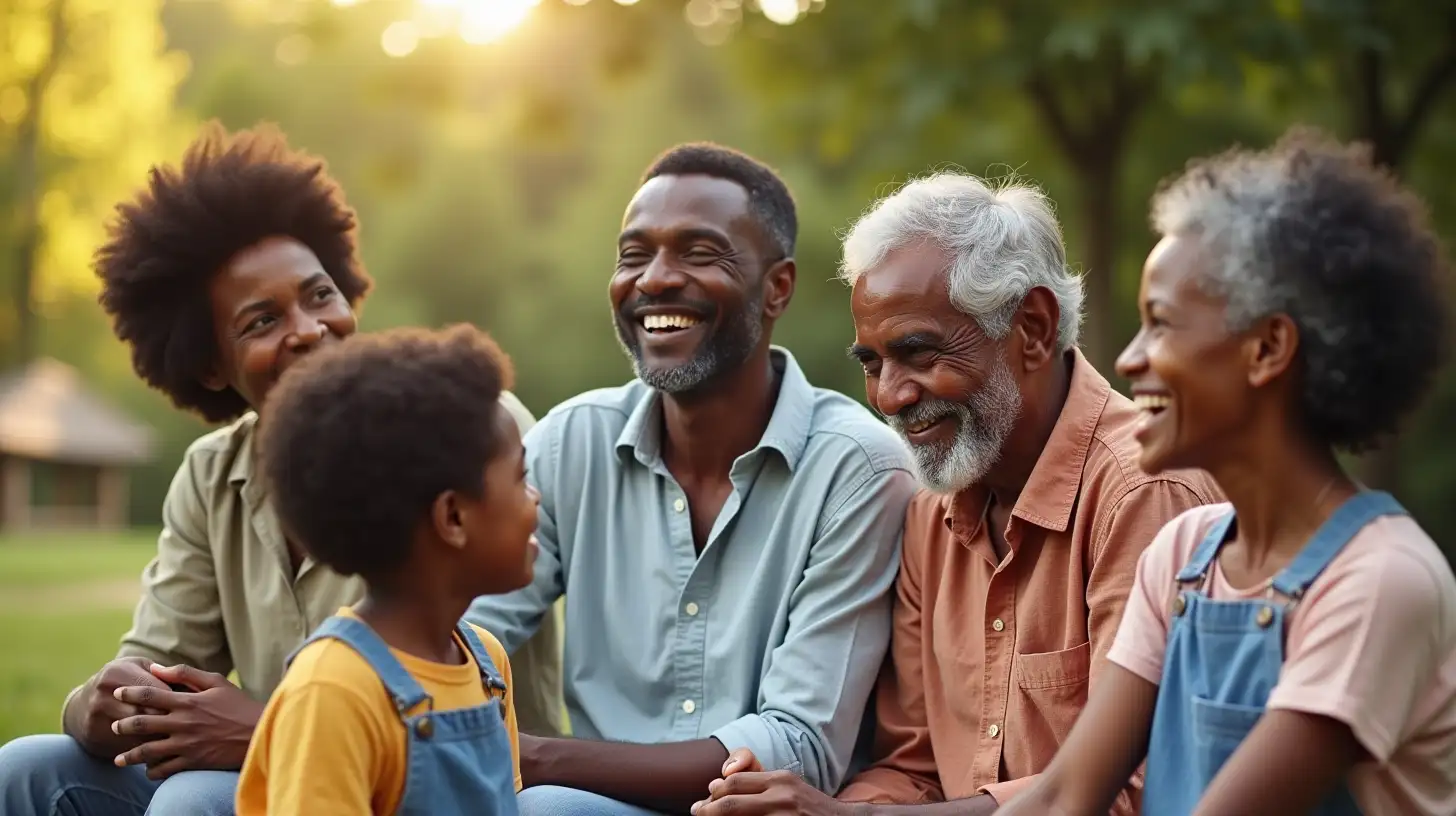 African Family Enjoying Laughter Outdoors