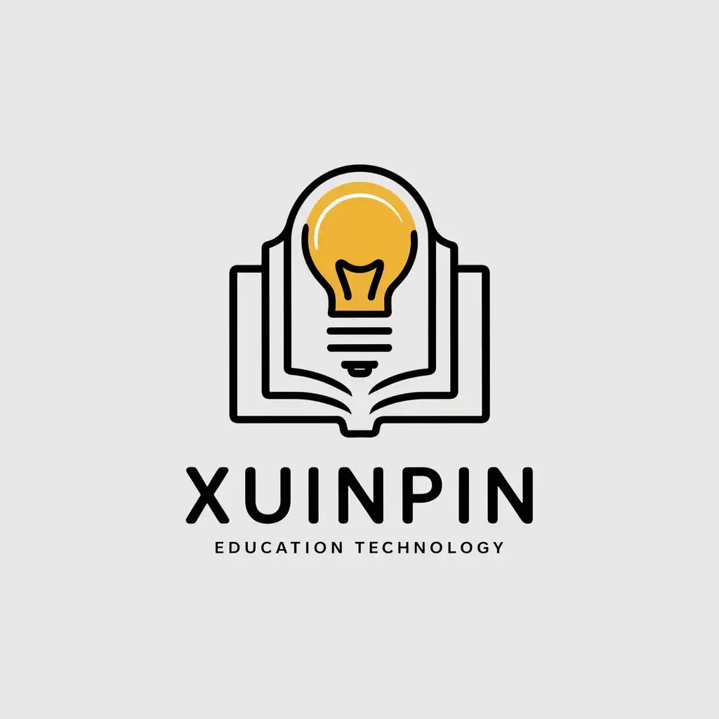 LOGO-Design-for-Xuinpin-Education-Technology-Innovative-Learning-with-Book-and-Light-Bulb-Symbols