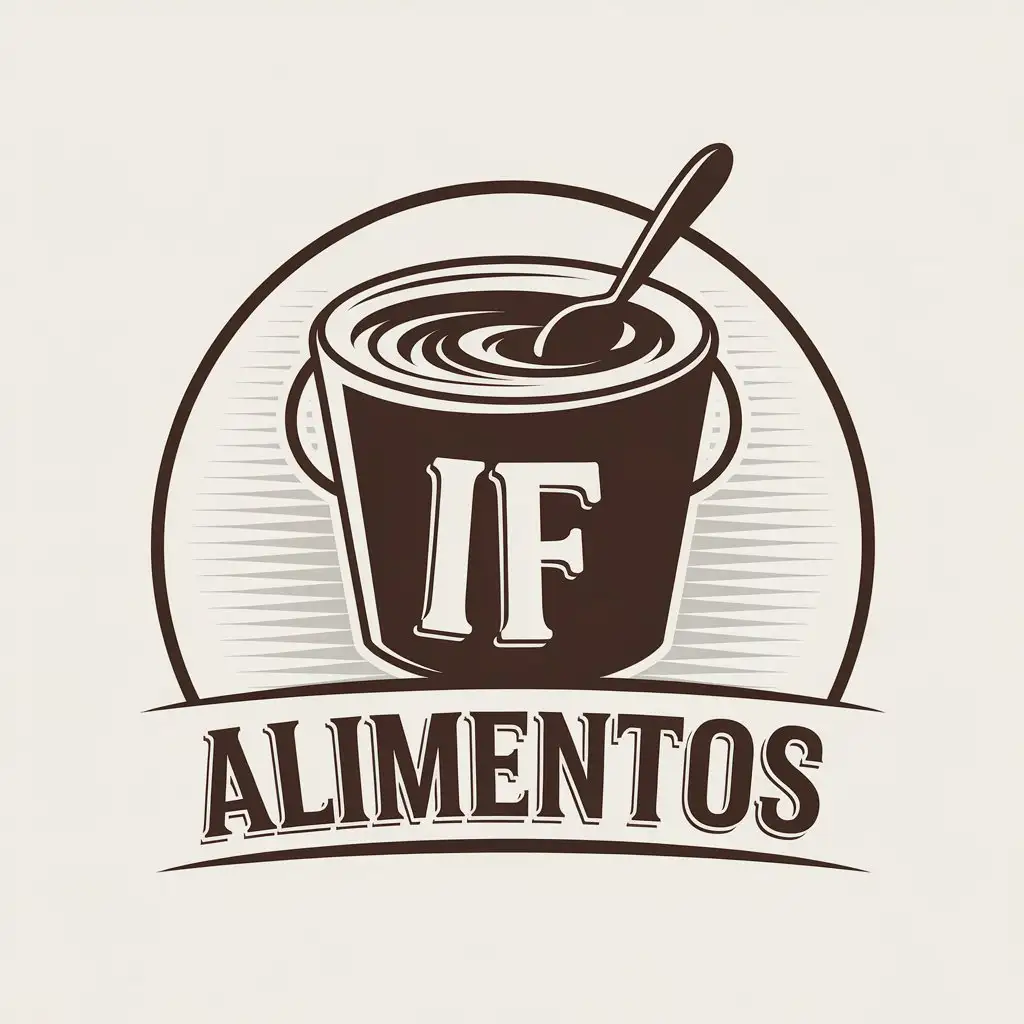 LOGO-Design-for-If-Alimentos-Chocolate-Bucket-with-Stirring-Spoon-on-Clear-Background