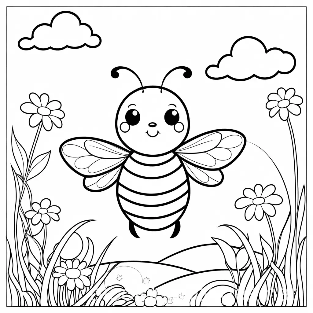 Simple-and-Fun-Coloring-Page-for-Kids-Cute-Bee-in-Black-and-White