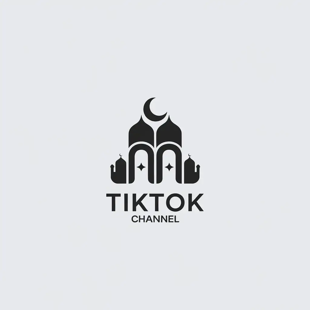 LOGO Design for HH Minimalist Islamic Theme with Crescent Mosque and Geometric Patterns