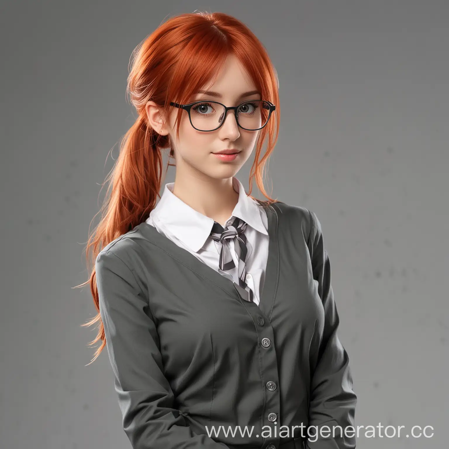 Anime-Style-RedHaired-Girl-in-Office-Wear-with-Glasses-or-Computer