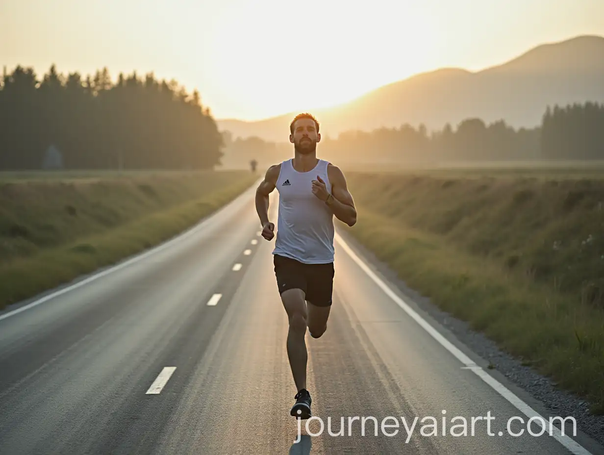 Man-Running-on-Road-in-Motion