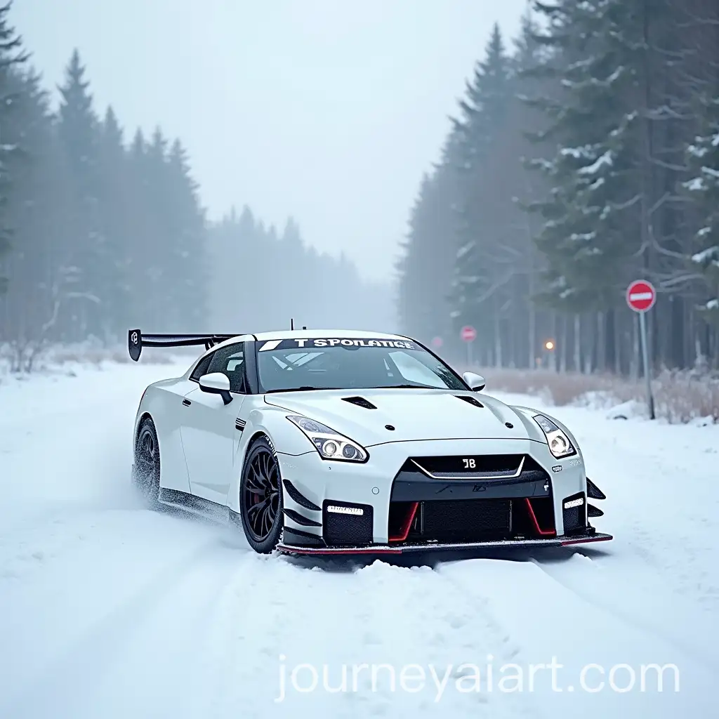 High-Resolution-HDR-Realistic-White-GTR-R35-in-Snowy-Landscape