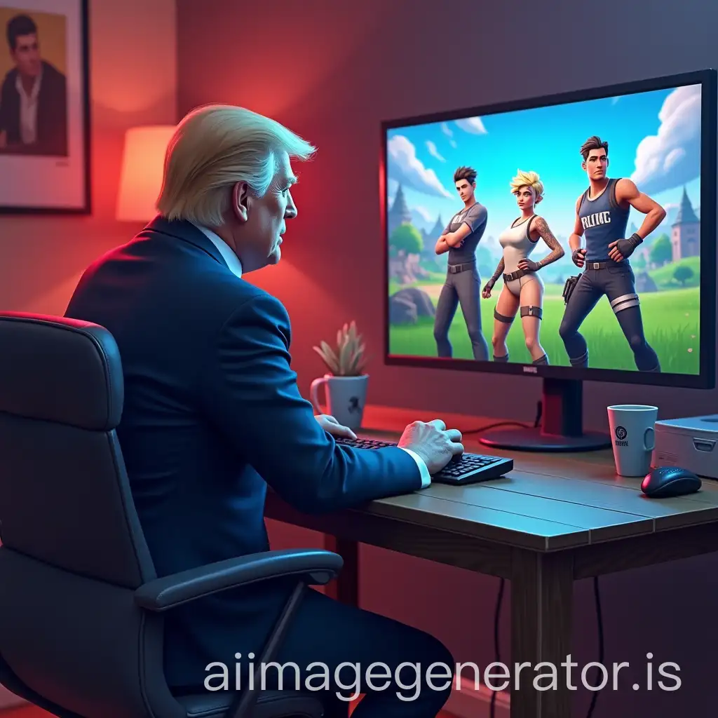 Donald-Trump-Playing-Fortnite-in-Virtual-Battle-Arena